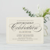 退職お祝いディナモダンアイボリーブラック 招待状 (スタンド正面)