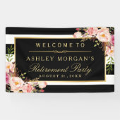 退職お祝いパーティーヴィンテージストライプフローラ 横断幕 (横)