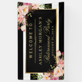 退職お祝いパーティーヴィンテージストライプフローラ 横断幕 (縦)