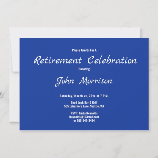 退職お祝いパーティー仕事仲間 招待状 (裏面)