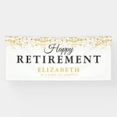 退職お祝いパーティー金ゴールドグリッターホワイト 横断幕 (横)