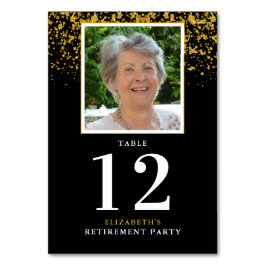 退職お祝いパーティー金ゴールドグリッター写真 テーブルナンバー