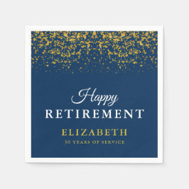 退職お祝いパーティー金ゴールドグリッター青 スタンダードカクテルナプキン
