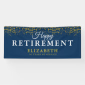 退職お祝いパーティー金ゴールドグリッター青 横断幕 (横)