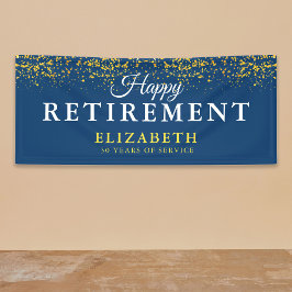 退職お祝いパーティー金ゴールドグリッター青 横断幕