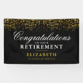 退職お祝いパーティー金ゴールドグリッター 横断幕 (横)