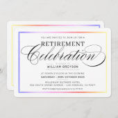 退職お祝いモダンディナー虹色 招待状 (正面/裏面)