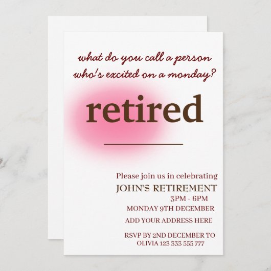 退職が興奮している人を何と呼ぶか 招待状 (正面/裏面)