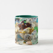 退職したなギフトのSeaglassのコーヒー・マグは海ガラスを浜に引き上げます マグカップ (中央)