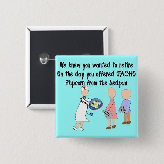 退職したなナースのストーリーアートのギフト 缶バッジ (正面&裏面)