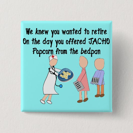 退職したなナースのストーリーアートのギフト 缶バッジ (正面)