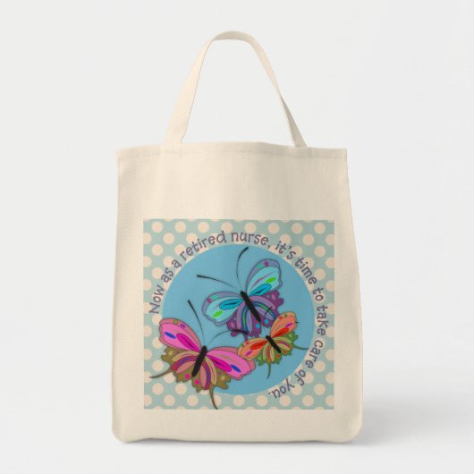 退職したなナースのトートバックの蝶デザイン トートバッグ (正面)