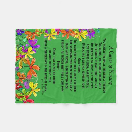 退職したなナースの詩のフリースブランケットの緑 フリースブランケット (正面(横))