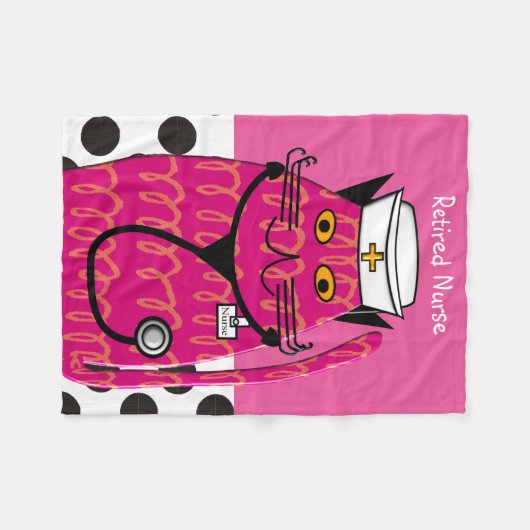 退職したなナース猫のフリースブランケットのピンク フリースブランケット (正面(横))