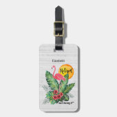 退職したなフラミンゴの水彩画の写真 ラゲッジタグ (正面縦)