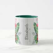 退職したなフラミンゴの水彩画 マグカップ (中央)