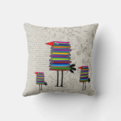 退職したな先生のお洒落な本の鳥の枕 クッション (裏面)