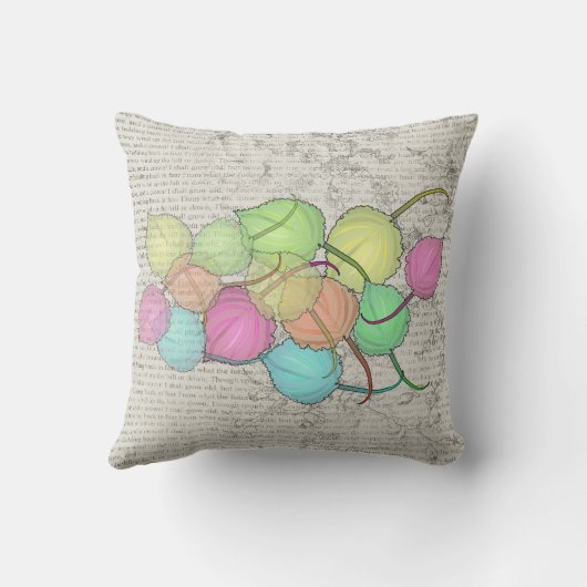 退職したな先生のアートな葉の枕 クッション (裏面)