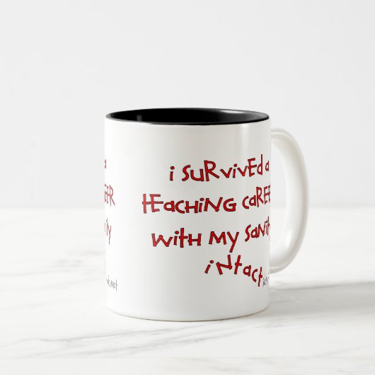 退職したな先生のギフト、笑わされるなことわざ ツートーンマグカップ (正面右)