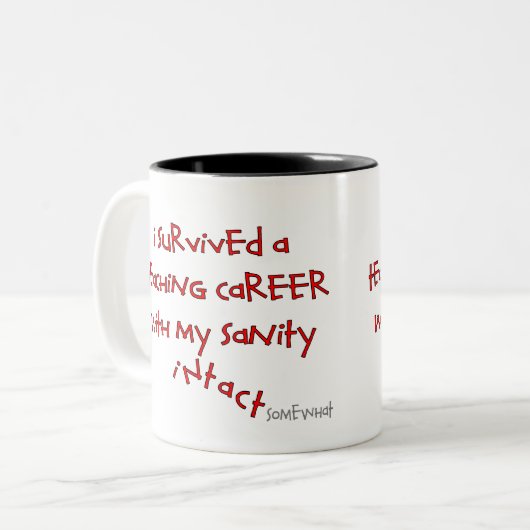 退職したな先生のギフト、笑わされるなことわざ ツートーンマグカップ (正面左)