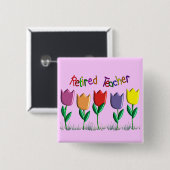 退職したな先生のチューリップのデザインのギフト 缶バッジ (正面&裏面)