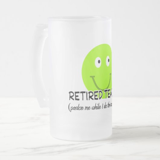 退職したな先生の緑の幸せなダンスの"ギフト フロストグラスビールジョッキ (正面左)
