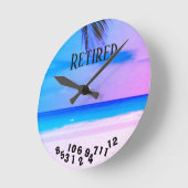 退職したな熱帯ビーチ- ラウンド壁時計 (傾斜)