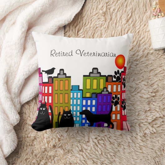 退職したな獣医の枕お洒落な動物の芸術 クッション (ブランケット)