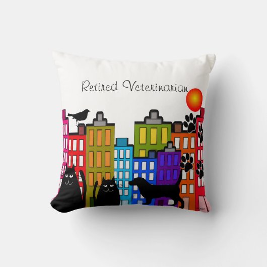 退職したな獣医の枕お洒落な動物の芸術 クッション (正面)