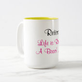 退職したな生命は実際に今はビーチです ツートーンマグカップ (正面左)