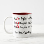 退職したな英語の先生のギフト ツートーンマグカップ (左)