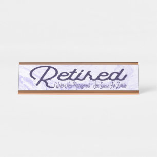 退職したな退職新しい管理紫色の大理石 デスクネームプレート