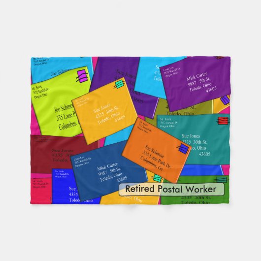 退職したな郵便局員のフリースブランケットは4つに文字を入れます フリースブランケット (正面(横))