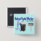 退職したな郵便局員の最後配達 缶バッジ (正面&裏面)