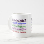 退職したな郵便局員--おもしろTシャツおよびギフト コーヒーマグカップ (正面左)