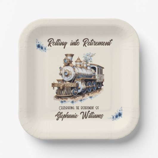 退職したテーマを転が引退列車に乗せる ペーパープレート (正面)