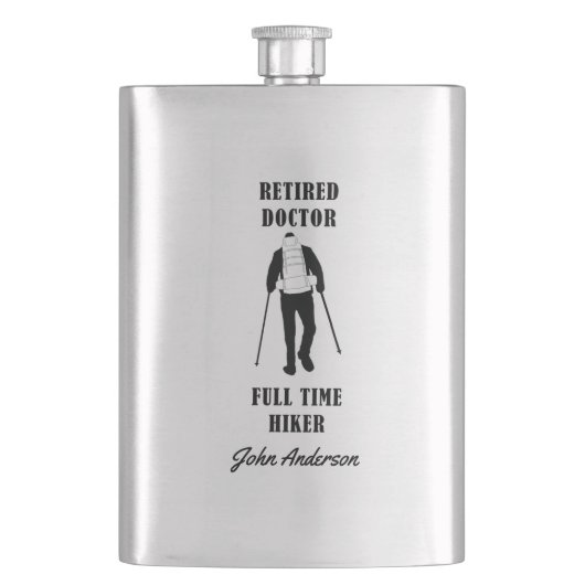 退職したドクターフルタイムパーソナライズされたハイカー フラスク (正面)