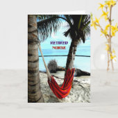 退職したナース – ハンモックアットザビーチ カード (黄色い花)