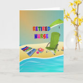 退職したナース...ビーチのおもしろい カード (黄色い花)