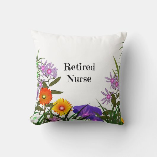 退職したナース、人気があるフローラデザイン クッション (正面)