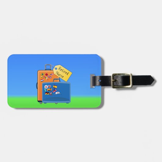 退職したナース、梱包済み、準備完了 ラゲッジタグ (正面横)