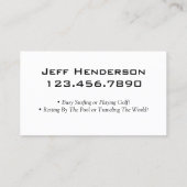 退職したパイロットサーフィン除おもしろい職 名刺 (裏面)