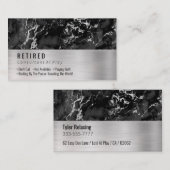 退職したブラック&シルバー大理石、つや消しシルバーGag 名刺 (正面/裏面)