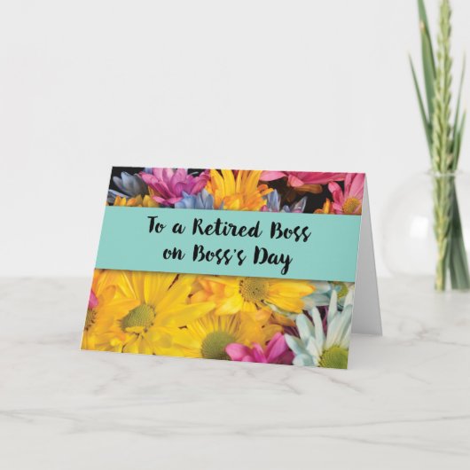 退職したボスオンボスの日ジェル感謝していバラデイジー サンキューカード (正面)