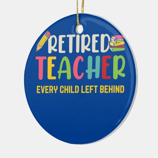 退職した先生おばあちゃんの後ろ離れにいる子ども セラミックオーナメント (左)