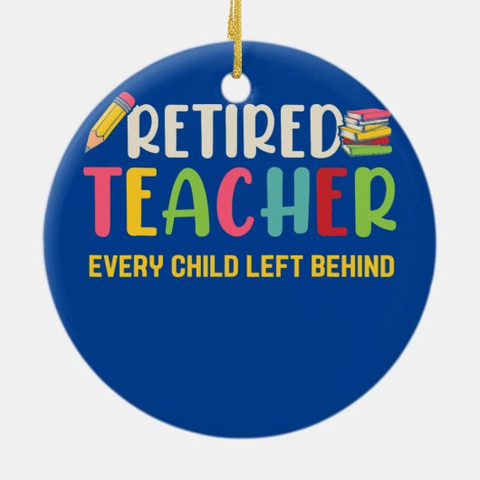 退職した先生おばあちゃんの後ろ離れにいる子ども セラミックオーナメント (裏面)