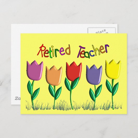 退職した先生チューリップデザインギフト ポストカード (正面/裏面)