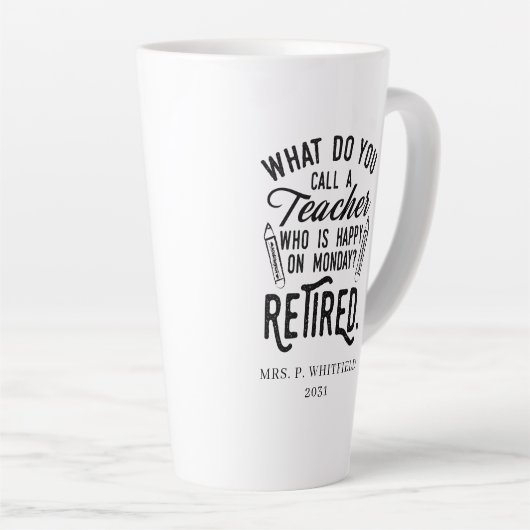 退職した先生退任カスタム長 カフェラテマグ (右アングル)