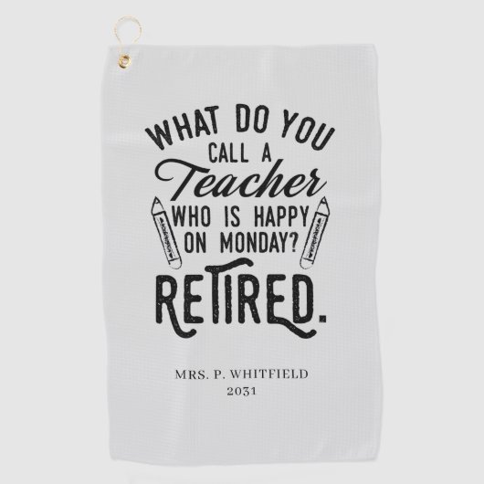 退職した先生退任カスタム長 ゴルフタオル (正面)