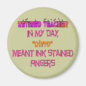 退職した先生「インク汚れた指」同図! マグネット (正面)